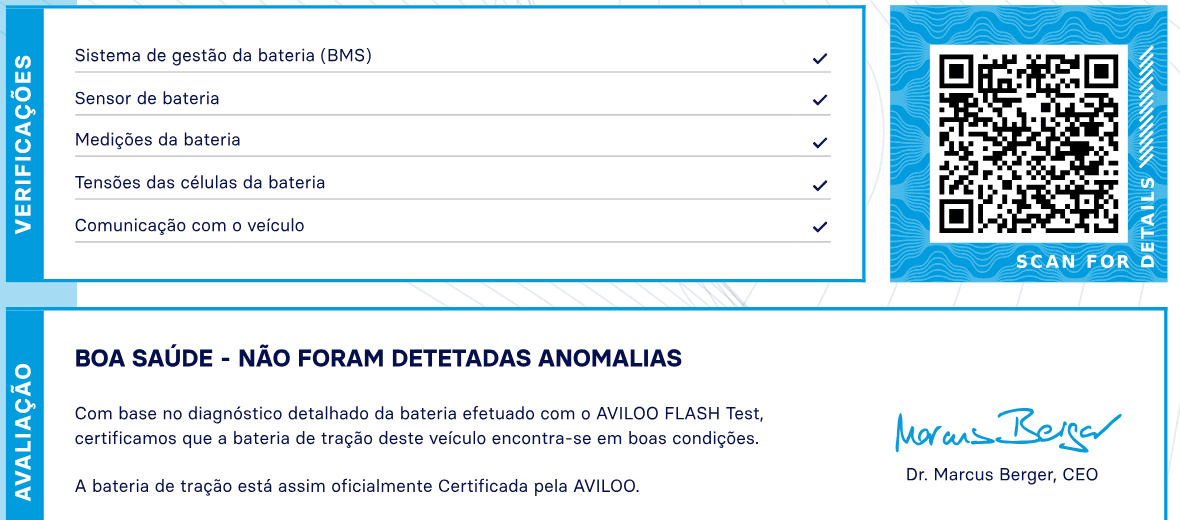 Print do laudo favorável mostrando verificações com checks e conclusão de boa saúde